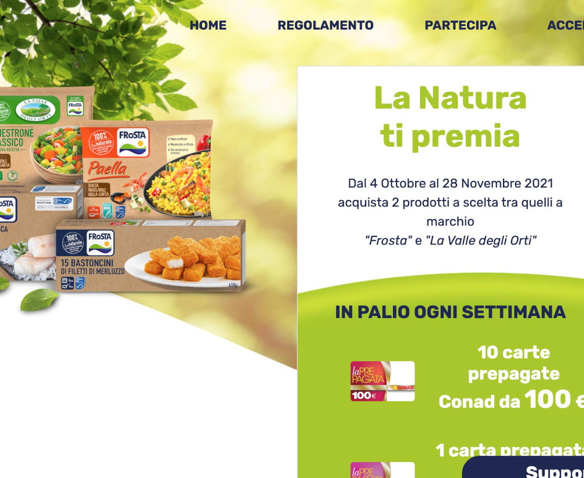 Schermata iniziativa La Natura ti premia