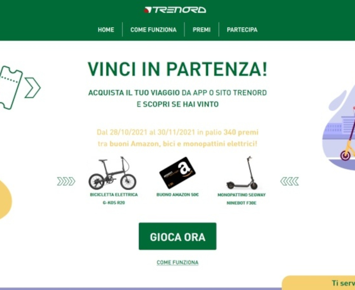 Schermata concorso Vinci in partenza Trenord