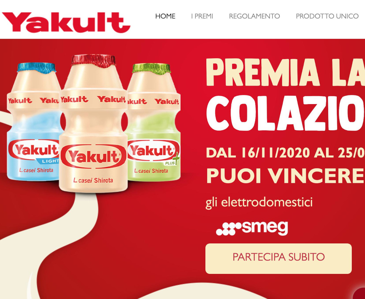 Schermata concorso Yakult premia la colazione